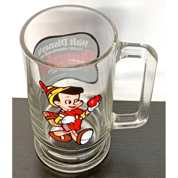 Disneys PINOCCHIO World Premier Clear Glass Mug Cup Collector VINTAGE NEW - Picture 7 of 7